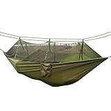 Rusee Camping Hammock, Mosquito Net Outdoor Hammock Travel Bed Lightweight Parachute Fabric Double Hammock for Indoor, Camping, Hiking, Backpacking, Backyard