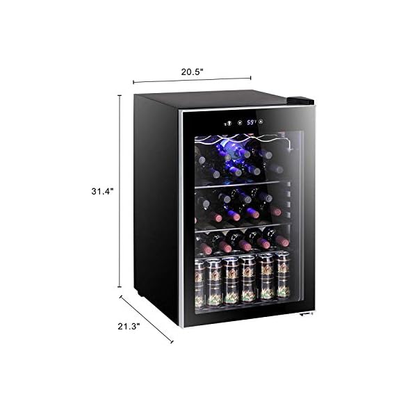 Antarctic-Star-36-Bottle-Wine-CoolerCabinet-BeverageRefrigerator-Small-Mini-Red-White-Wine-Cellar-Beer-Soda-Counter-Top-Bar-Fridge-Quiet-Operation-Compressor-Adjust-Temperature-Freestanding-Black