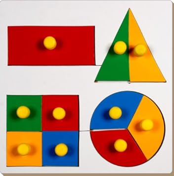 Little Genius Inset Shape Fraction Board with Knob, Multi Color