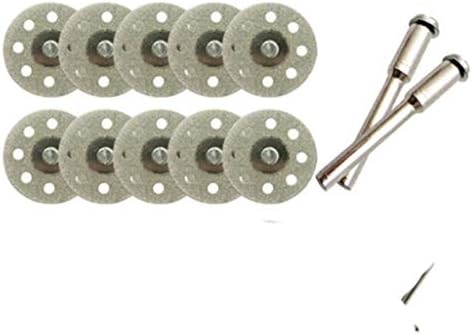SuperUS 10 pcs Diamond Cutting Wheel Cut Off Discs Set Tool Replacement Coated Rotary Tools W/Mandrel 22mm/20/25/30mm for Dremel