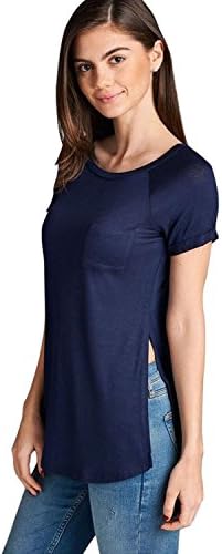 VDS Women's Rayon Raglan Short Sleeve Round Neck Side-Slit Top SMALL AWT-T2155_55NAVY