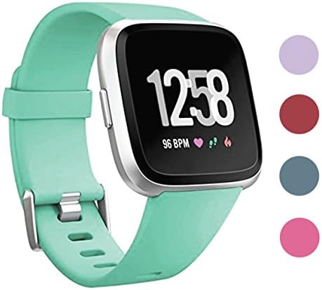 Red Fox Tail Adjustable Silicone Sport Replacement Band for Fitbit Versa Smartwatch (Mint, Small)