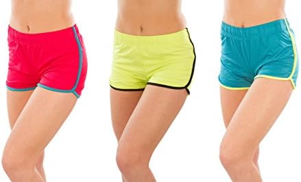Moet Fashion Women's Moisture Wicking Workout &amp; Yoga Stretch Athletic Shorts (Large, 3-Pack Light Assorted)