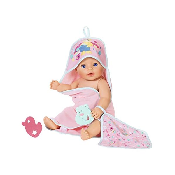 Zapf Creation 827444 BABY born Bath Kapuzenhandtuch & Schwamm Puppenzubehör 4-teilig, rosa – Bild 7