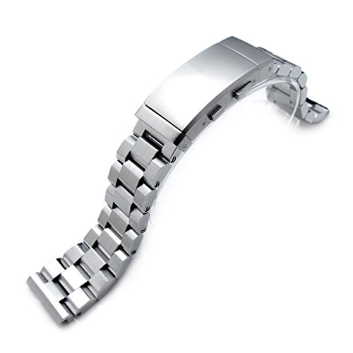 22mm Hexad Oyster 316L SS Watch Band Straight End Lug, Wetsuit Ratchet Buckle Brushed