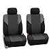 FH GROUP FH-FB064217 Three Row Cross Weave Fabric Seat Covers Airbag Compatible & Rear Split Bench Gray / Black- Fit Most Car, Truck, Suv, or Van