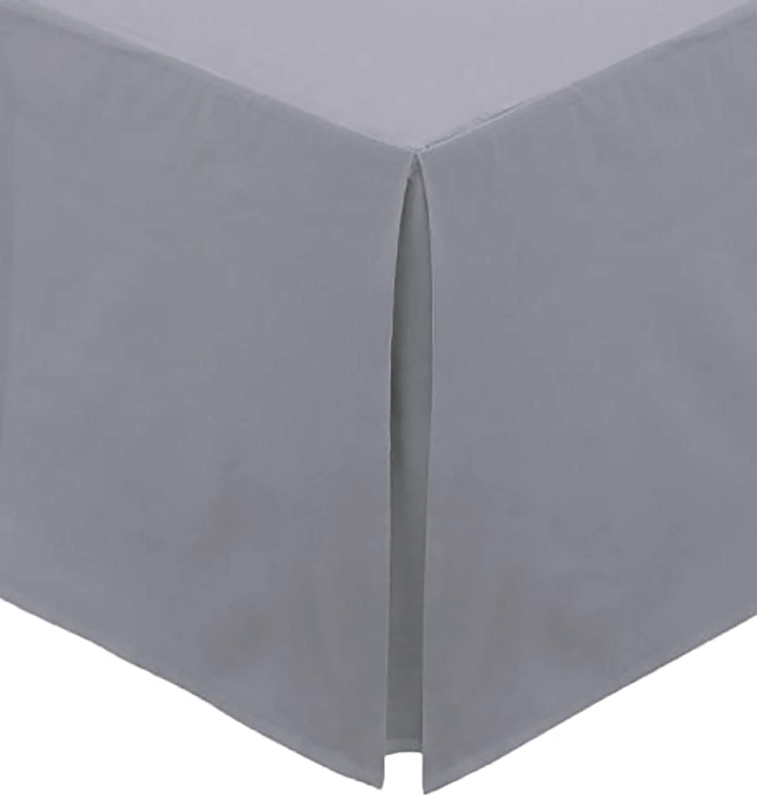 Pleated Base Valance Sheet Plain Pollycotton Fits Under Mattress Base Valance Sheet (4FT Small Double, Gray)