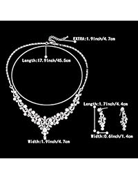 BriLove - Juego de pendientes y collar con filigrana y perla de imitación de cristal para novia