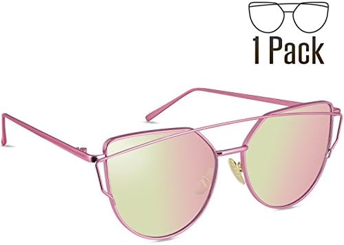 LIVHO G | Cat Eye Mirrored Flat Lenses Street Fashion Metal Frame Women Sunglass Goggles UV400