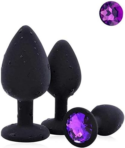 3pcs/Set Soft Medical Silicone Traine Anales Trainer Kit-Bûtt Pl'ugs Beads Massage Toys Jeweled Back Massage Toys (Purple)