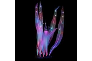 REIRQIE 18/25/43Cm Aquarium Decoration Plants Simulation Artificial Water Grass Fish Tank Decor Silicone Glowing Kelp Ornament Aquarium Accessories,Pink,16.9in