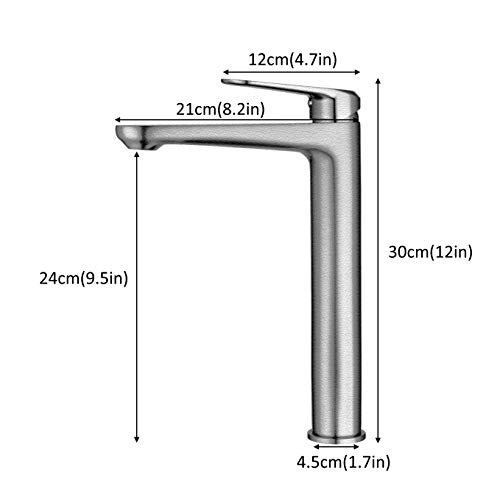 Contemporary Black Single Handle One Hole Bathroom Vessel Sink Faucet Commercial, Lavatory Vanity Vessel Sink Mixer Tap Tall Spout Deck Mount Plumbing Fixtures - Thumbnail 3