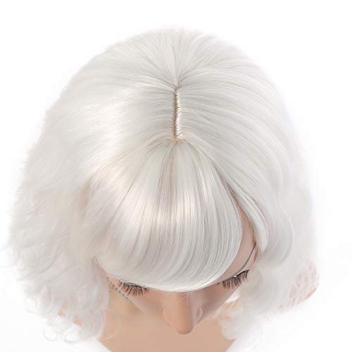 image for VCKOVCKO Pure White Natural Wavy Short Wig With Air Bangs Women's Shou