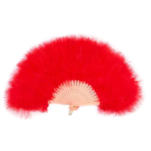 Photo 1 of 9 Colors Marabou Large Feather Fan 23"X12"for Dancing, Party, Wedding,Bridal Bouquet Deco (Red)