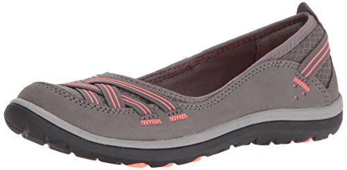 Clarks women s aria pump flat, dark grey nubuck/coral, …