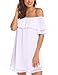 Women's Off Shoulder Chiffon Ruffles Shift Loose Mini Dress