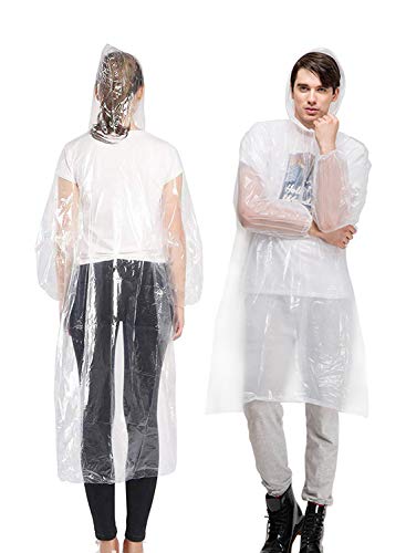 GYORGKSHI Rain Poncho for Adults, Clear Disposable Poncho for Men Women, Emergency Lightweight Raincoat with Drawstring Hood (6 Pack) - Thumbnail 3