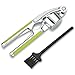 CETHIAS Garlic Press Nut Cracker with BONUS Cleaning Brush - Easy Cleaning - Mince and Crush Garlic and Ginger Easily (Green)