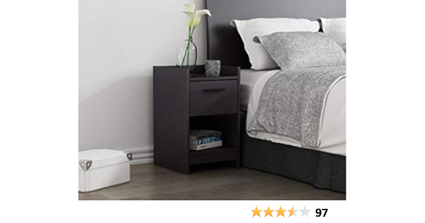 Amazon Com Homestar Central Park 1 Drawer Nightstand 15 98 X 13 7 X 22 44 Black Brown Furniture Decor
