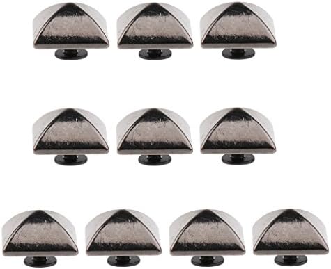 MagiDeal 10 Sets Square Pyramid Spike Rivet Studs Spots Punk Leather Bag Shoe Clothes Decoration - Grey Black