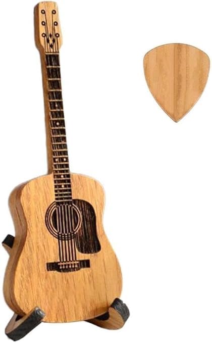 1PC Guitar-picks Wooden Box, Mini Guitar-Shaped Pick Holder, Wooden Guitar Pick Case, Personalized Guitar Box for Pick Music Gift