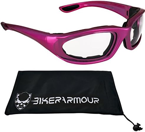 BikershadesPink Motorcycle Riding Glasses Foam Padded SMALL for Women and Girls