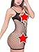 FasiCat Women Lingerie Sexy Fishnet Mini Dress Teddy Lingerie Mesh Bodysuit Black