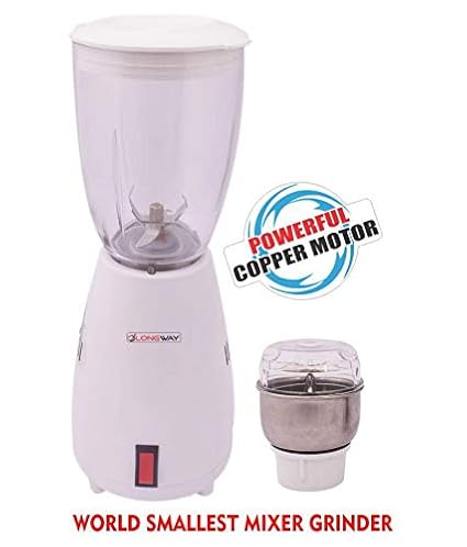 LONGWAY Super Mini World Smallest 500 WATT 2 JAR Mixer Grinder, Poweful Copper Motor with 1+1 Year Warranty