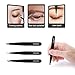 EKKONG Tweezers Set,4 Pieces Precision Eyebrow Stainless Steel Tweezers Kit,Hair Removal Tweezer,Removal of Eyebrow and Facial Hair(Black)