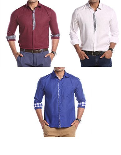 konestelo men's linen shirts multicolour (combo of 3)