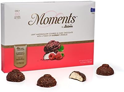 Laima Moments - Raspberry Marshmallows Crisps Covered in European Dark Chocolate (Box of 12 Pieces) 6.5 Oz