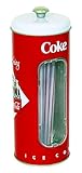 Coca-Cola Collectible Tin Straw Holder with 50 Straws