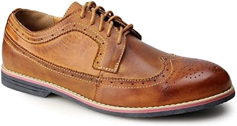 Froon Men's Leather Casual Brogue Lace up Oxford US Size 12 Brown