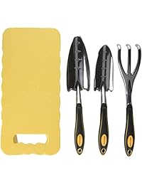 Centurion 4 piezas jardín Juego de herramientas para jardinería y aluminio fundido ergonómico todos Set con paleta, Cultivador, Transplanter & Garden Almohadilla de Rodillas