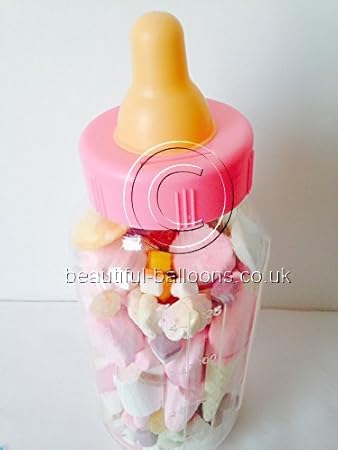Pink Large Baby Bottle For Baby Showers Prize Game Filled Retro Pink Large Baby Bottle For Baby Showers Prize Game Filled Retro