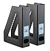 Acrimet Magazine File Holder, Durable Rack, Space-Saving Organizer (Plastic) (Black Color) (2 pack)