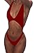 Viottiset Women's High Cut Out Thong One Piece Swimsuit Backless Bikini Bathing Suit Red Small