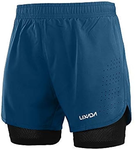 Lixada Men's 2-in-1 Running Shorts Quick Drying Breathable Active Training Exercise Jogging 