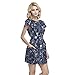 FCLM Women's Short Sleeve Slim Casual Party Dress With Belt Above Knee S Blue ED46