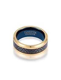 Poya 8 mm) Oro Anillo de Carburo de Tungsteno Negro Incrustaciones de Fibra de Carbono Azul Interior Boda Anillos