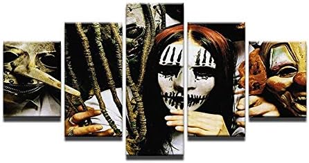 xkkzka Frameless Wall Art Poster Modular Canvas Hd Prints Paintings 5 Pieces Slipknot Rock Music Pictures Home Decor For Living Room -B