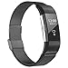 iGK Replacement Bands Compatible for Fitbit Charge 2, Stainless Steel Metal Bracelet with Unique Magnet Clasp Black Small
