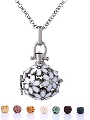 BYEONE Pendant Necklace Fashion flowers Women Aromatherapy Essential Oil Diffuser with 7PCS Lava Stone