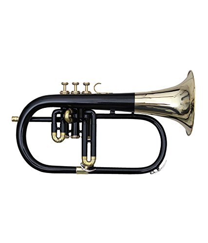 FLUGEL HORN Bb PITCH BLACK + BRASS WITH FREE HARD CASE + MOUTHPIECE - Thumbnail 2