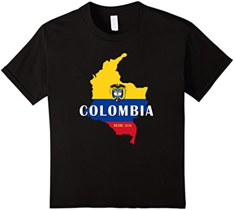Kids Colombia Flag / Map T-Shirt - Coat of Arms - Desde 1810 12 Black
