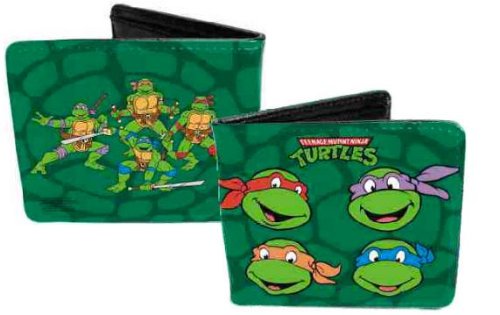 Buckle-Down Men's Wallet Classic Teenage Mutant Ninja Turtles Group Faces + Po Accessory, -Multi, One Size