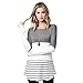 Womens Casual Color Block Tunic Tops Back Lace Long Sleeve T-Shirt Blouses Grey XL