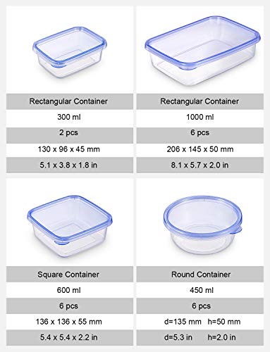 Deik Food Storage Containers, BPA-Free Plastic Lunch Containers 20 Pieces, Safe for Dishwasher, Freezer, Microwave, FDA Approved
