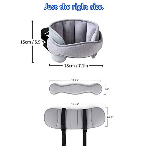StoHua Baby Car Seat Head Support Band - Child Neck Relief Safe Sleep Positioner Toddler Car Seat Sleep Nap Aid Holder Band, Grey - Thumbnail 2