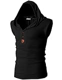 H2H Mens Casual Active Slim Fit Hoodie Sleeveless Henley Tank Top